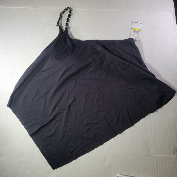 Michael Kors Other - Michael Kors Womens Black Asymmetric Chain Strap Tankini Swim Top Size M